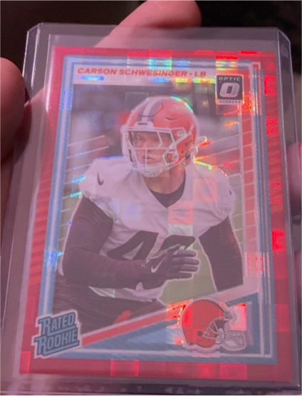 2025 Donruss Optic #392 Carson Schwesinger Red Pandora Rated Rookie — front