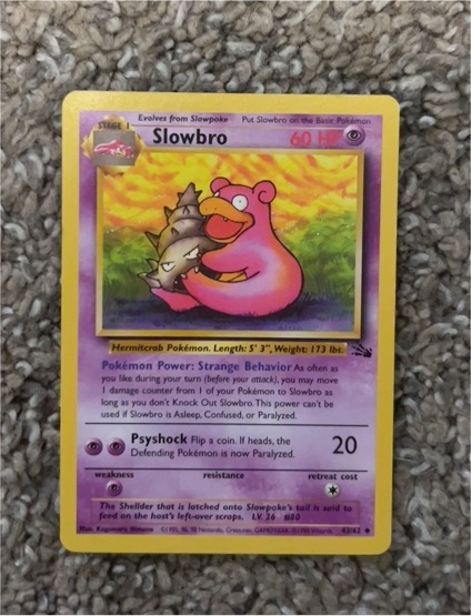 1999 Pokémon Fossil #43 Slowbro — front