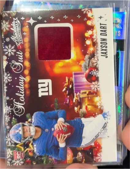 2025 Panini Absolute #HS-JDT Jaxson Dart Holiday Suit Rookie RC Relic — front