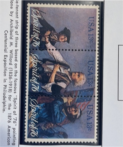1976 USPS Spirit of 76 13c Strip of 3 — front
