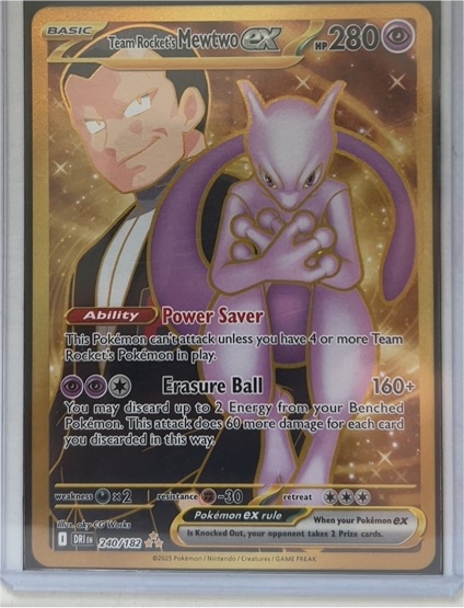 2025 Pokemon Team Rocket's Mewtwo EX #240/182 — front