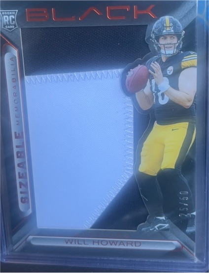 2025 Panini Black Sizeable Rookie Memorabilia #SIZ-WH Will Howard — front
