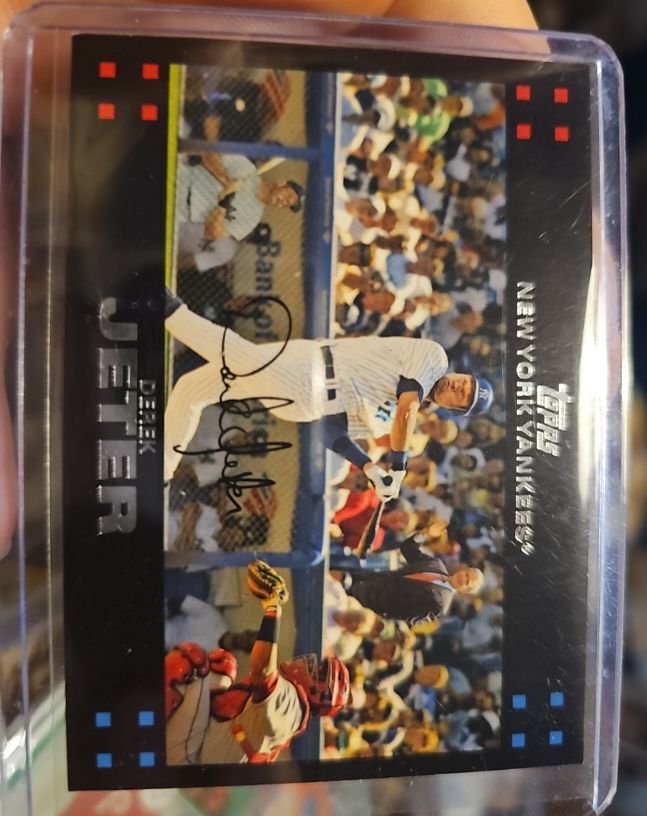 2007 Topps #40 Derek Jeter with Mickey Mantle and George Bush — front