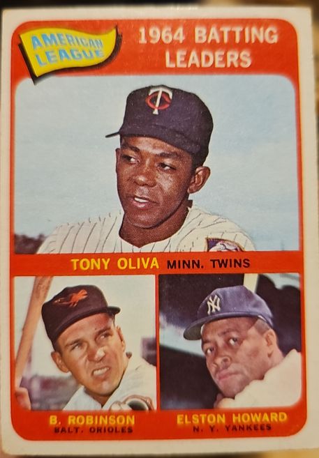 1965 Topps #1 AL Batting Leaders Tony Oliva / Brooks Robinson / Elston Howard — front