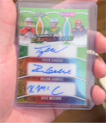 2025 Leaf Vivid Triple Exposure #TE-6 Tyler Shough Dillon Gabriel Kyle McCord — front