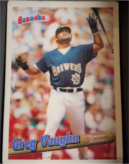 1996 Bazooka #28 Greg Vaughn — front