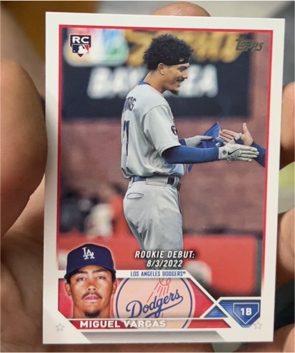 2023 Topps Update #US142 Miguel Vargas Rookie Debut Los Angeles Dodgers — front