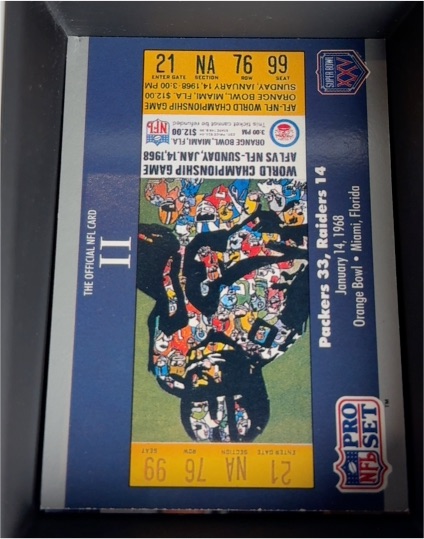 1990 Pro Set #2 Super Bowl II Ticket — front