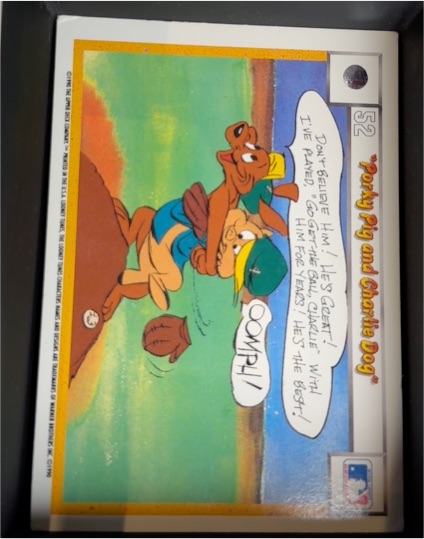 1990 Upper Deck Comic Ball #52 Porky Pig and Charlie Dog — front