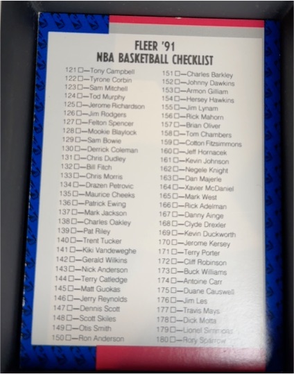 1991 Fleer #240 NBA Basketball Checklist 121-240 — front