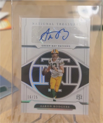 2021 Panini National Treasures - Signatures Holo Silver #S-AR Aaron Rodgers /25 — front