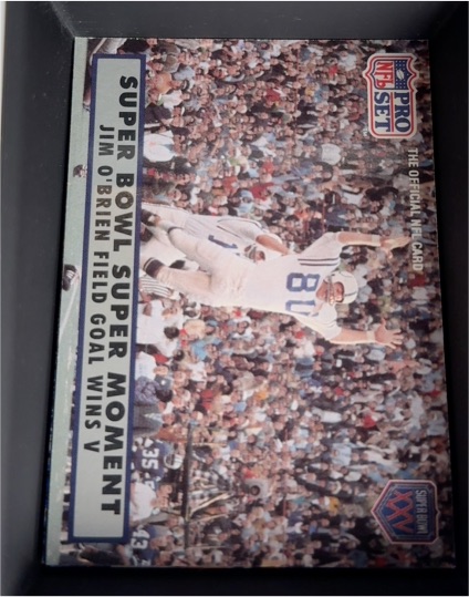 1990 Pro Set Super Bowl XXV Silver Anniversary #140 Jim O'Brien Field Goal Wins — front