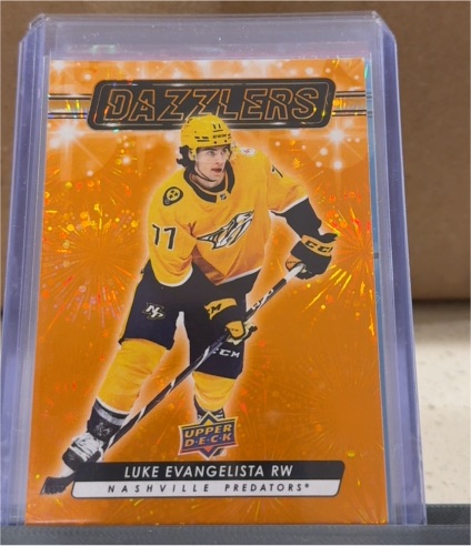 2023-24 Upper Deck Series 2 Dazzlers Orange #DZ-54 Luke Evangelista — front