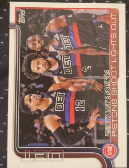 2025-26 Topps #279 Pistons Rain 3 Pointers: Pistons Shoot Lights Out — front