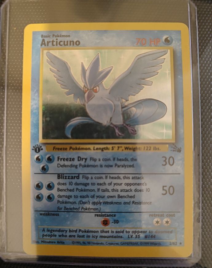 1999 Pokemon Fossil #2 Articuno — front