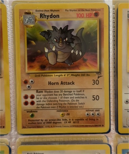 1999 Pokémon Jungle #45 Rhydon — front