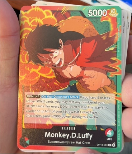 One Piece Card Game OP13-001 Monkey D. Luffy Carrying on His Will — front