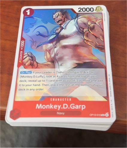 One Piece Card Game OP13-016 Monkey.D.Garp Carrying On His Will — front