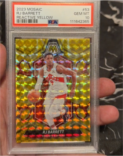 2023 Panini Mosaic #53 RJ Barrett Reactive Yellow — front