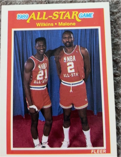 1989-90 Fleer #165 Dominique Wilkins / Moses Malone — front