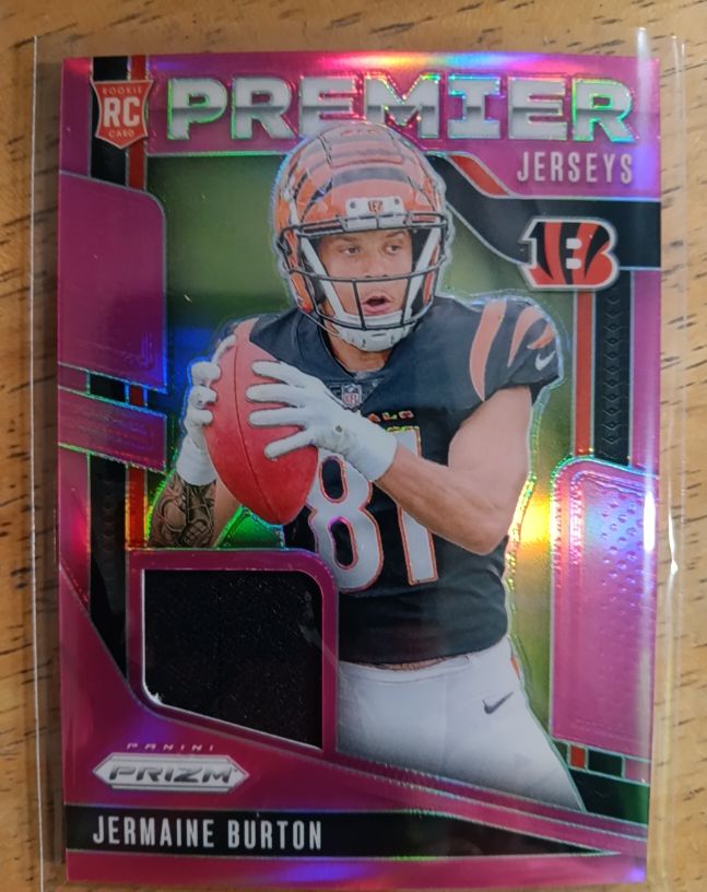 2024 Panini Prizm Premier Jerseys Pink Pulsar #PJ-JBN Jermaine Burton — front