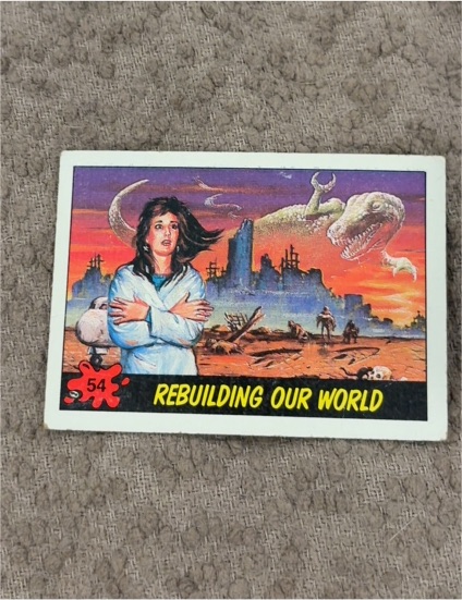 1988 Topps Dinosaurs Attack #54 Rebuilding Our World — front