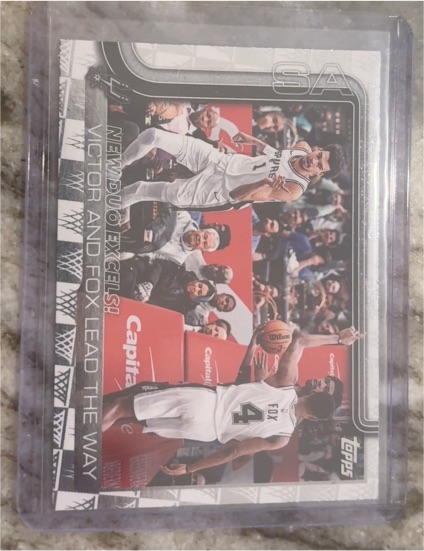 2025-26 Topps #300 Victor Wembanyama and De'Aaron Fox New Duo Excels — front