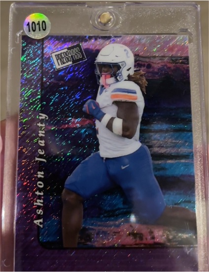 2024 Leaf Press Pass #20B-1 Ashton Jeanty Purple Shimmer Promo — front
