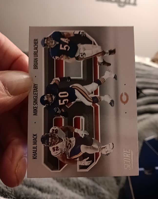 2021 Panini Score #3D1 Brian Urlacher / Khalil Mack / Mike Singletary — front