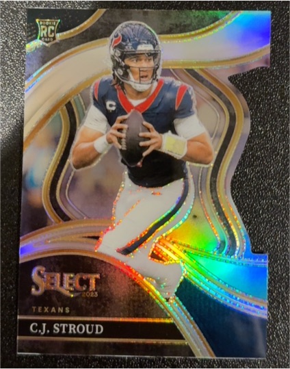 2023 Panini Select #289 C.J. Stroud Rookie Club Level Red & Yellow Prizm Die-Cut — front