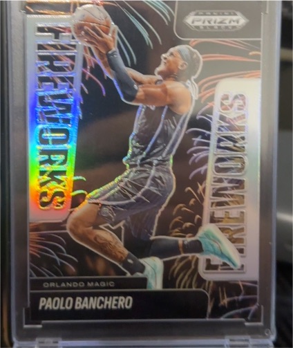 2024-25 Panini Prizm Black #18 Paolo Banchero Fireworks Silver — front