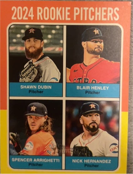 2024 Topps Heritage High Number #619 Rookie Pitchers Shawn Dubin Blair Henley Spencer Arrighetti Nick Hernandez — front