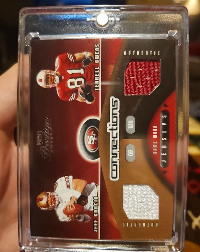 2002 Playoff Prestige Connections #C7 Terrell Owens & Jeff Garcia — front
