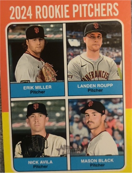 2024 Topps Heritage #617 2024 Rookie Pitchers Erik Miller Landen Roupp Nick Avila Mason Black — front