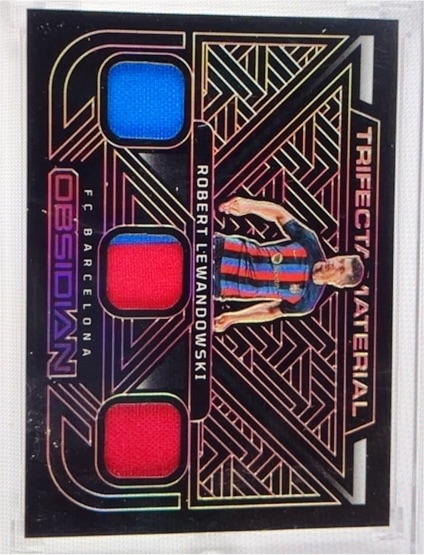 2022-23 Panini Obsidian Trifecta Material #TFM-ROB Robert Lewandowski — front