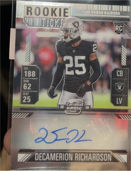 2024 Panini Contenders Optic #192 Decamerion Richardson Rookie Ticket Auto — front