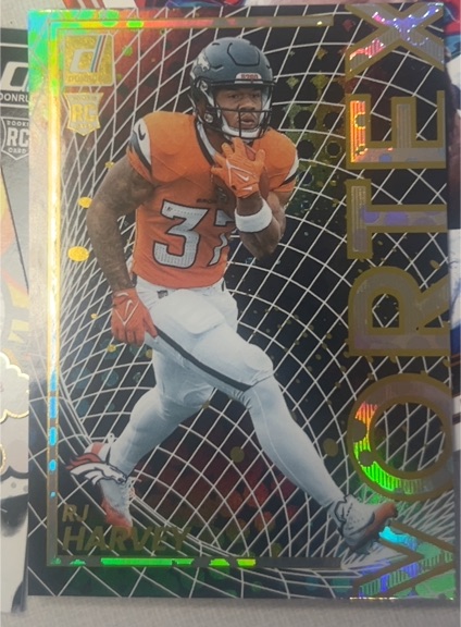 2025 Panini Donruss Vortex #20 RJ Harvey Rookie Denver Broncos — front