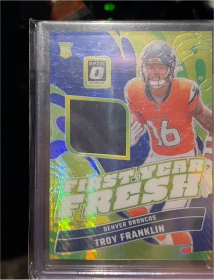2024 Donruss Optic #FYF-TFN Troy Franklin First Year Fresh Patch Rookie Broncos — front
