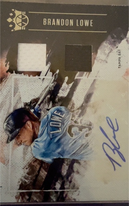 2019 Panini Diamond Kings Dual Patch Autograph Brandon Lowe — front