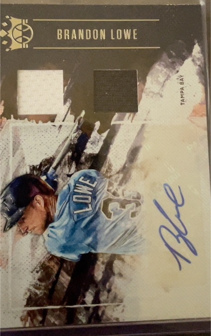 2019 Panini Diamond Kings Dual Relic Used Material & AUTO - Brandon Lowe #DMS-BL — front