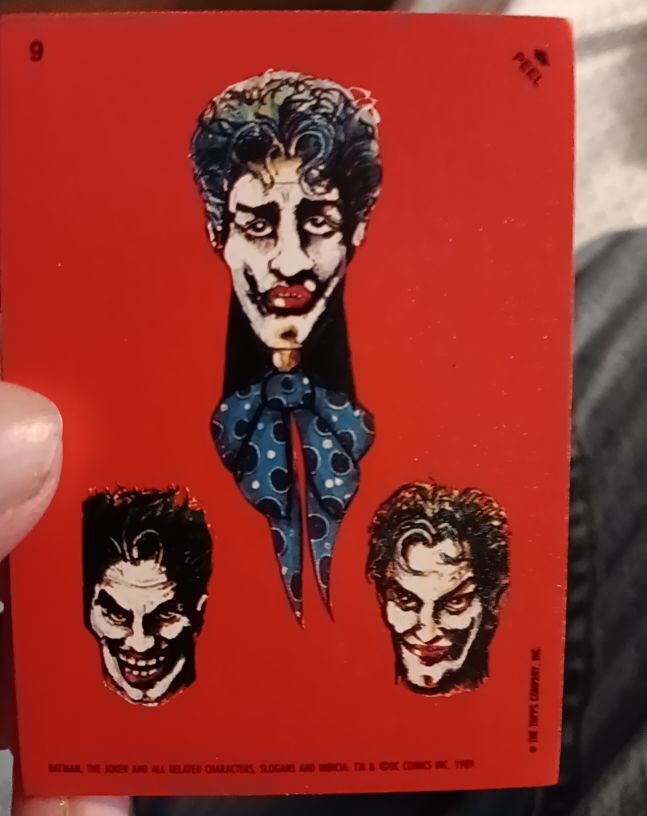 1989 Topps Batman The Movie Sticker Card #9 The Joker — front
