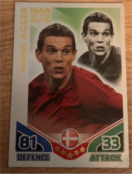 2010 Topps Match Attax Man of the Match Daniel Agger — front