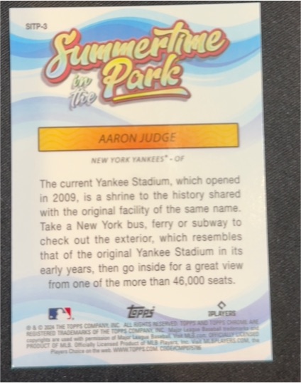 2024 Topps Chrome Summertime in the Park #SITP-3 Aaron Judge — front