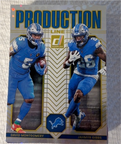 2025 Donruss #2 David Montgomery / Jahmyr Gibbs Production Line — front