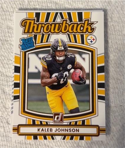 2025 Donruss #46 Kaleb Johnson Throwback Rated Rookie Steelers — front