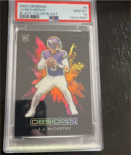 2024 Panini Obsidian #6 J.J. McCarthy Black Color Blast — front