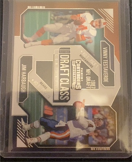 2024 Panini Contenders #9 Vinny Testaverde / Jim Harbaugh Historic Draft Class — front