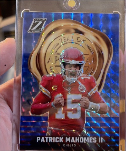 2023 Panini Zenith Zeal of Approval Blue #1 Patrick Mahomes II — front