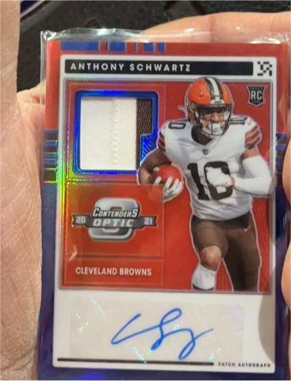2021 Panini Contenders Optic #22 Anthony Schwartz Rookie Patch Autograph — front