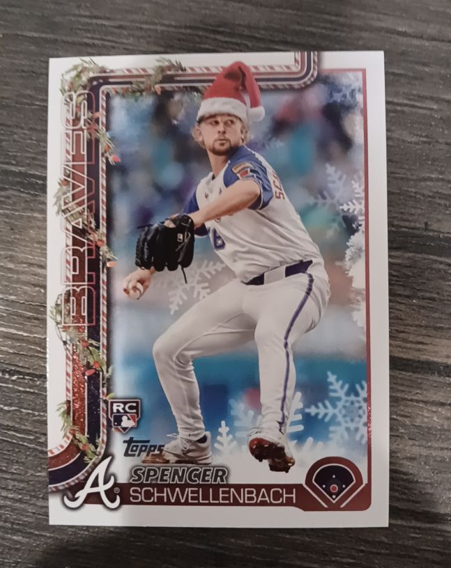 2025 Topps Holiday #H199 Spencer Schwellenbach Santa Hat Variation RC — front